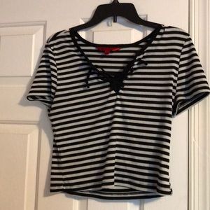 Black and white striped crop top